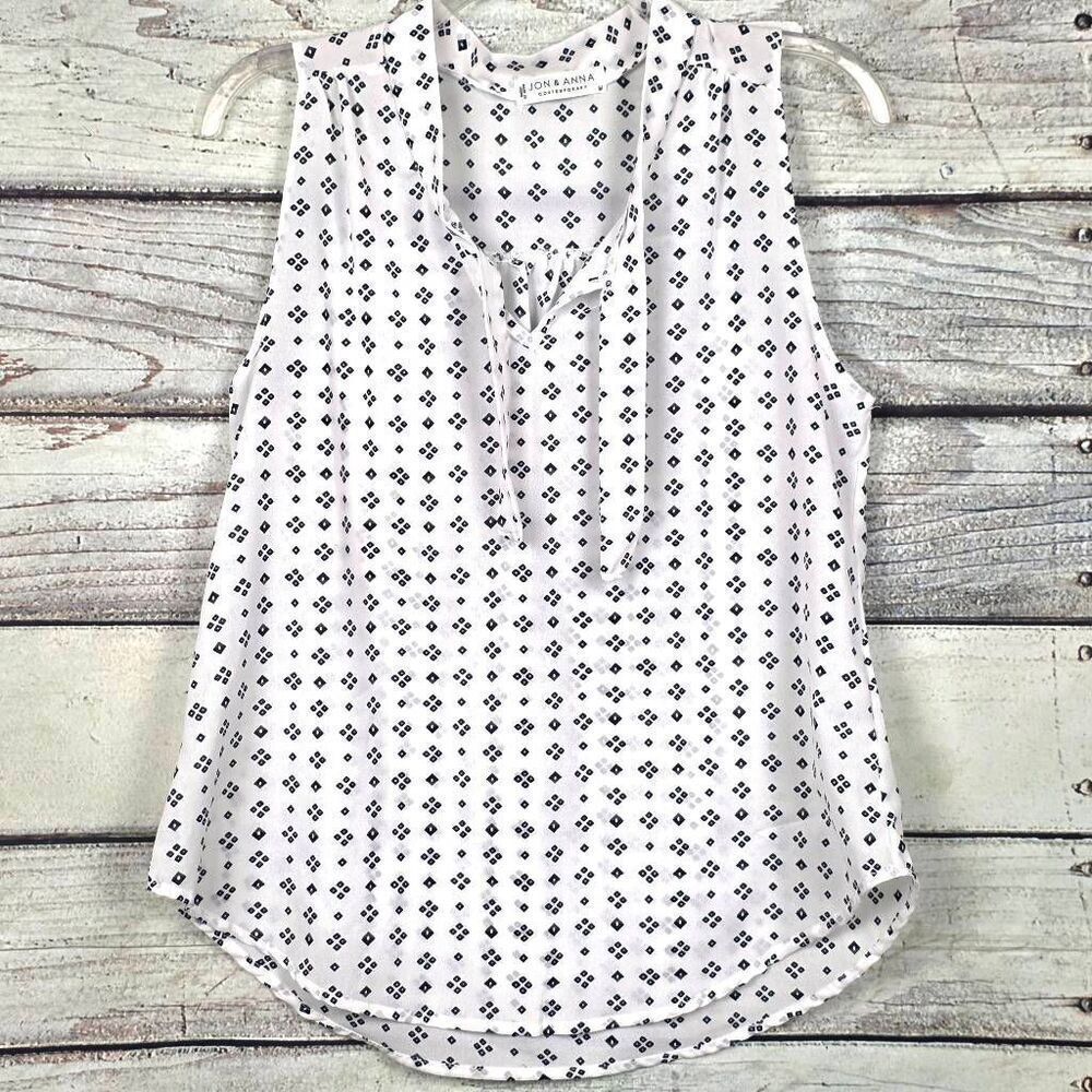 Jon & Anna Sleeveless Blouse Womens Medium White Black